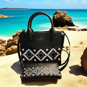 Kate Spade Black and White Geometric Tote and Wallet